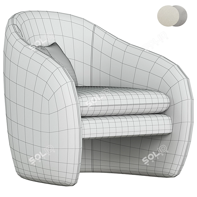Modern Pavia Lounge Armchair 3D model image 6