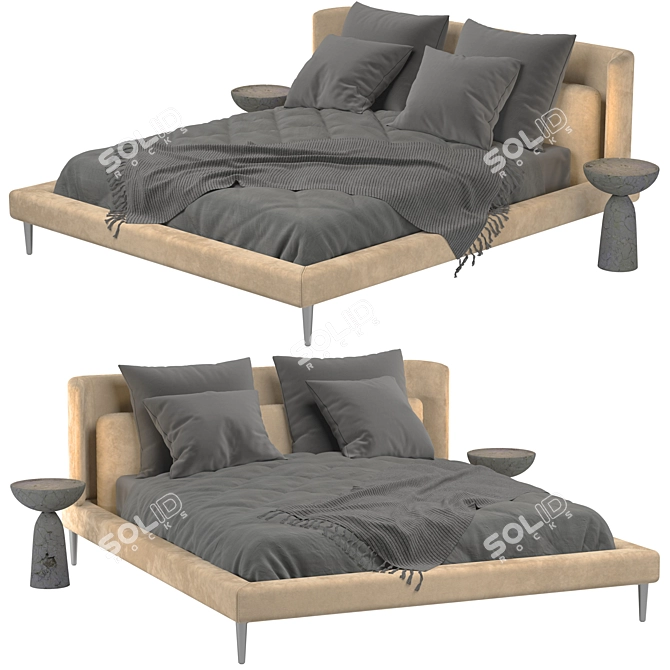 Urban Elegance Double Bed 3D model image 1