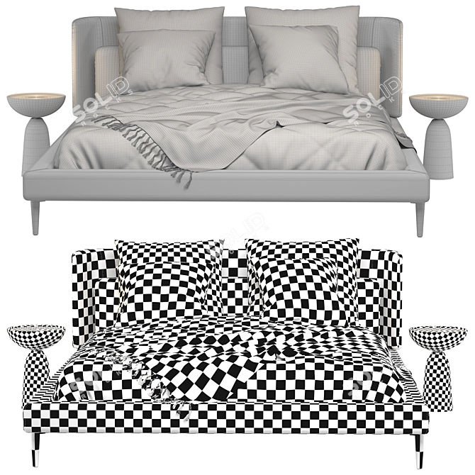 Urban Elegance Double Bed 3D model image 3