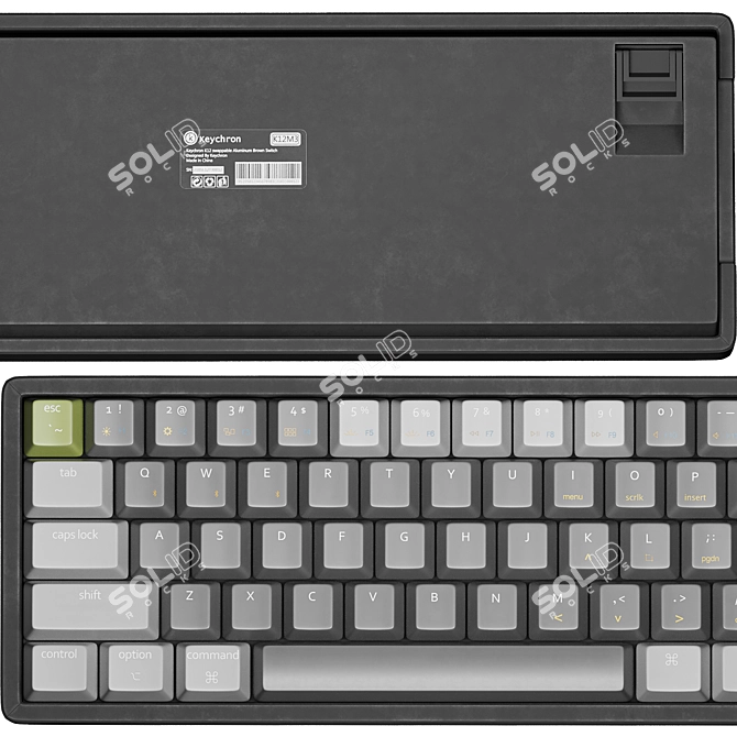 Premium Textured Mechanical Keyboard 3D model image 2