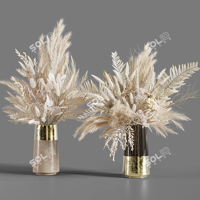 Elegant Floral Decor Set 3D model image 1