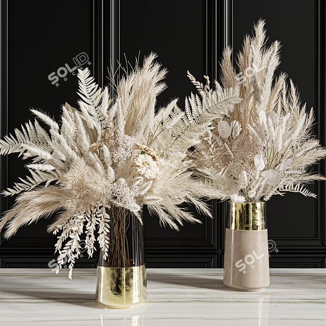 Elegant Floral Decor Set 3D model image 3