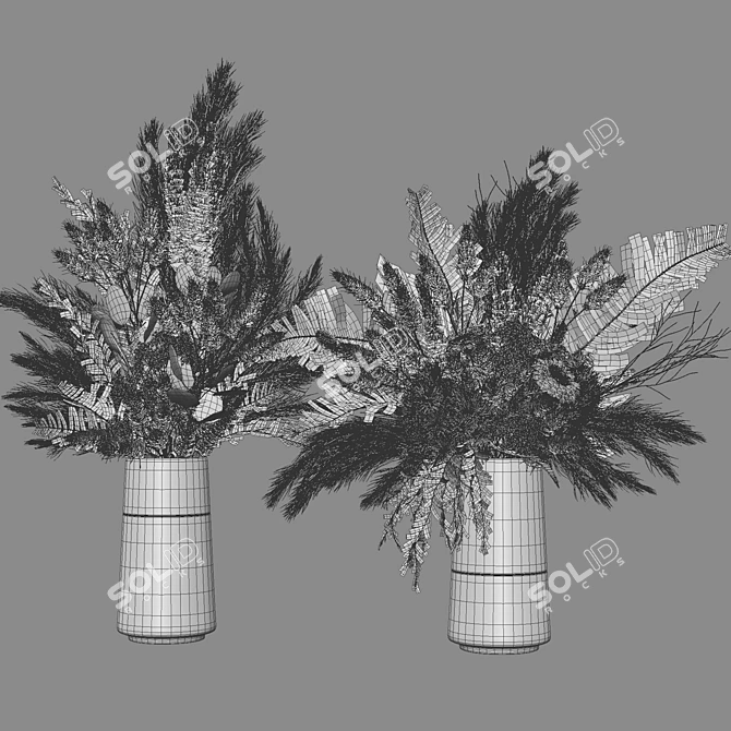 Elegant Floral Decor Set 3D model image 6