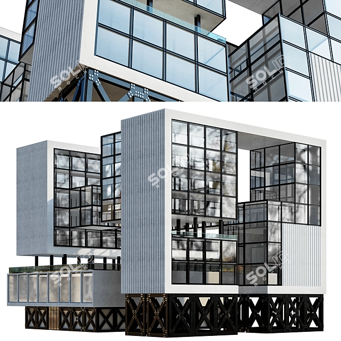Modern Office Building 3D Model 3D model image 4