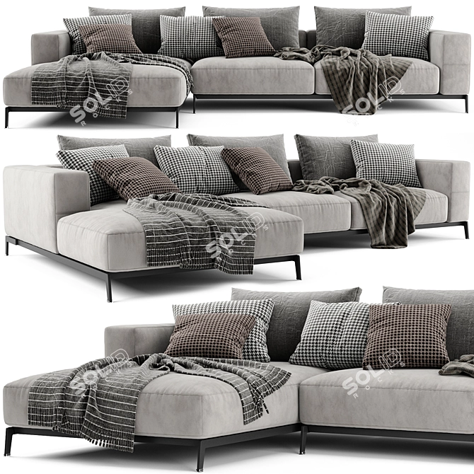 Flexform Ettore Chaise 2-Seater Sofa 3D model image 1