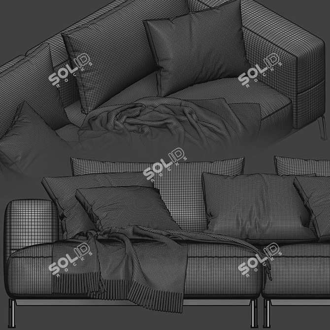 Flexform Ettore Chaise 2-Seater Sofa 3D model image 5
