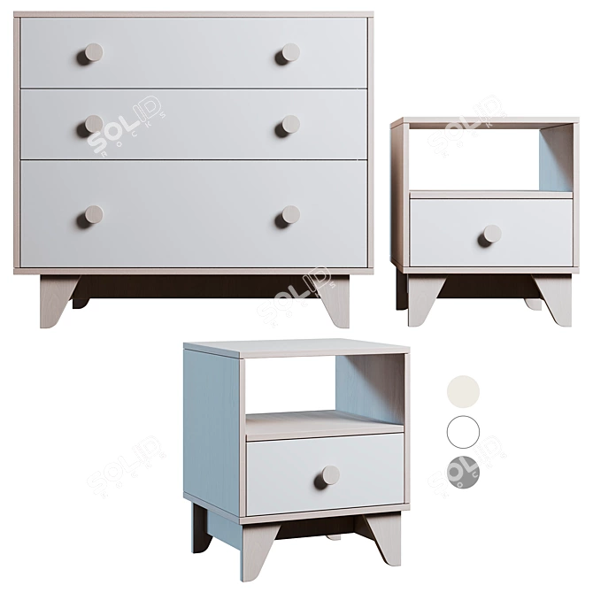 Ellipse Line Bedside Table and Dresser 3D model image 1