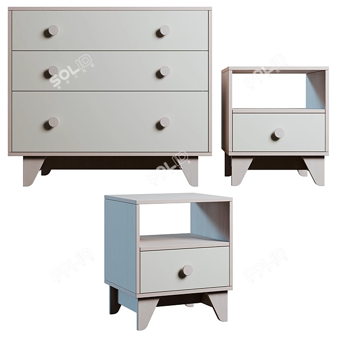 Ellipse Line Bedside Table and Dresser 3D model image 3