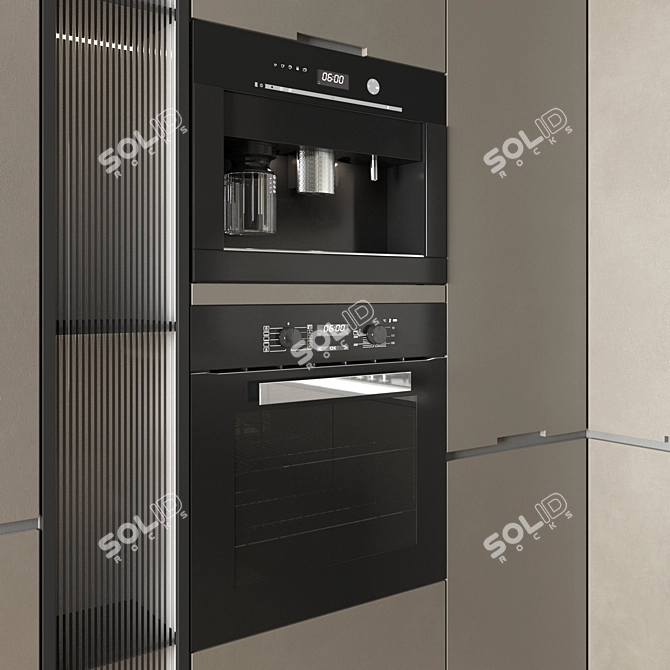 Modern Modular Kitchen Set with Appliances 3D model image 2