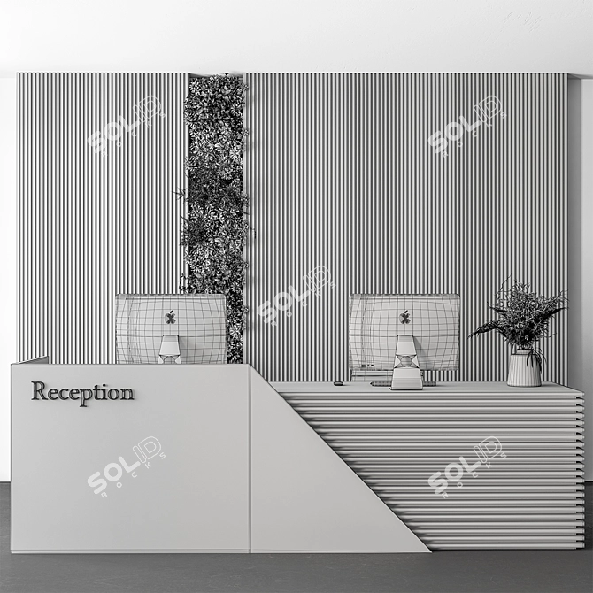 Modern Office Reception Desk Set 3D model image 4