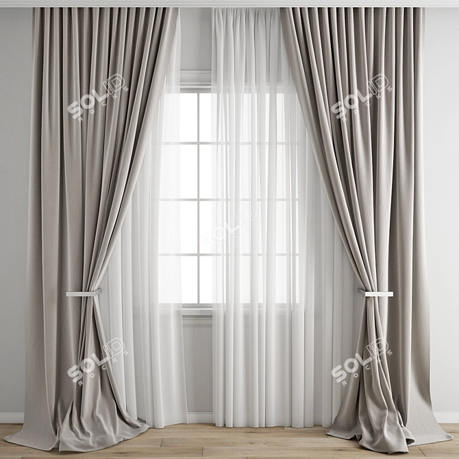 Detailed Curtain Model Archive 3D model image 1