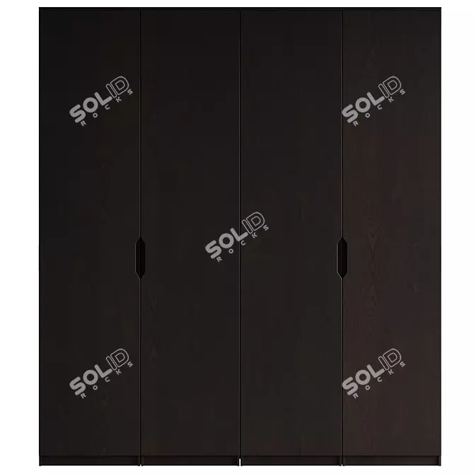 Minimalist Dark Wood Wardrobe 3D model image 2