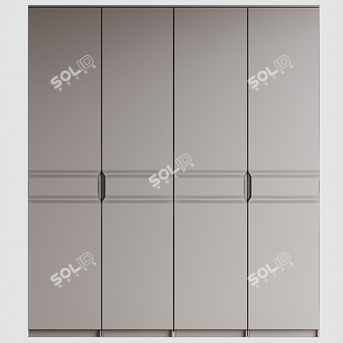 Minimalist Dark Wood Wardrobe 3D model image 6