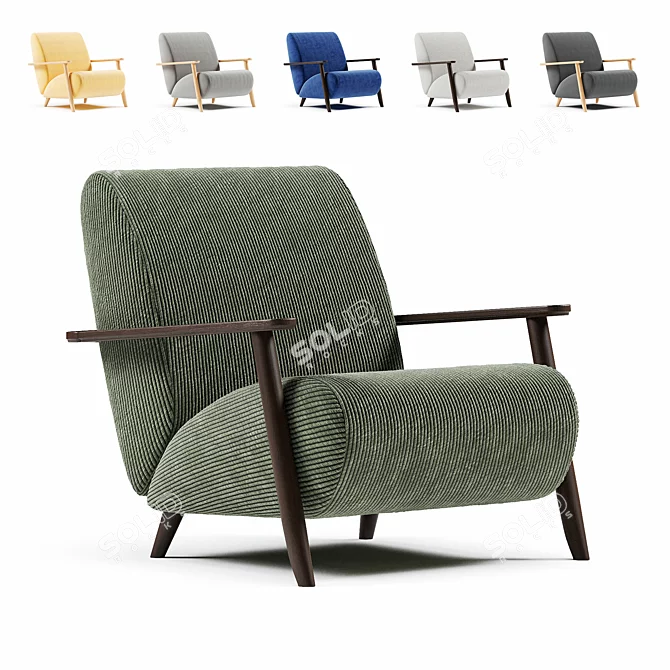 Elegant Armchair Marthan in 6 Colors 3D model image 1