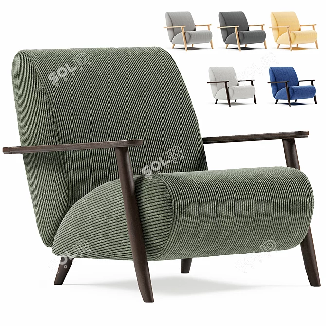 Elegant Armchair Marthan in 6 Colors 3D model image 8