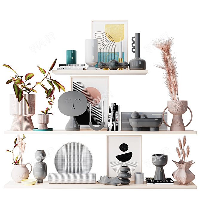 Elegant Home Decor Set 3D model image 1