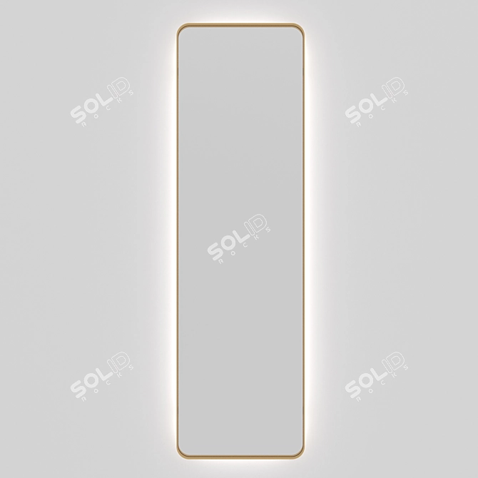 Gold Framed Rectangular Mirror with Backlit Display 3D model image 1