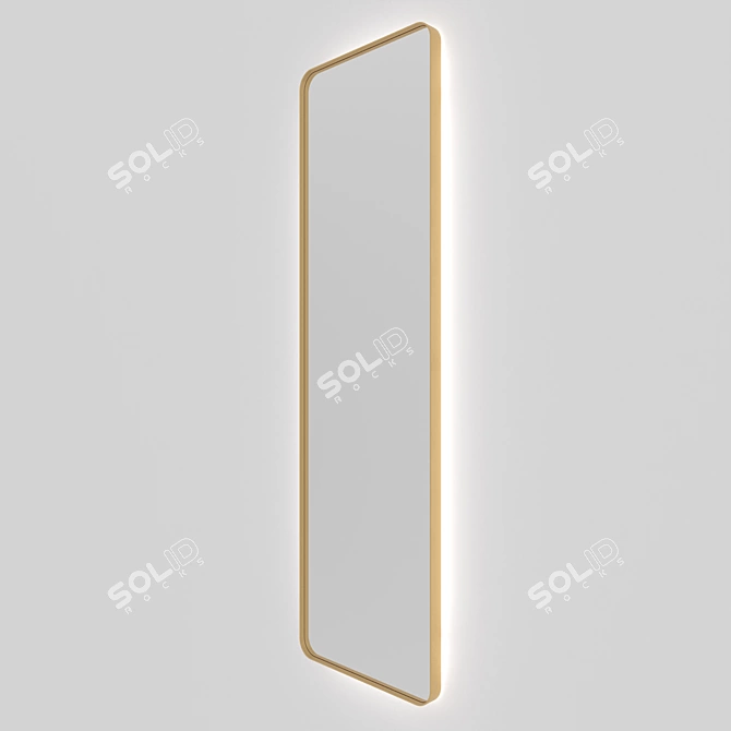 Gold Framed Rectangular Mirror with Backlit Display 3D model image 2