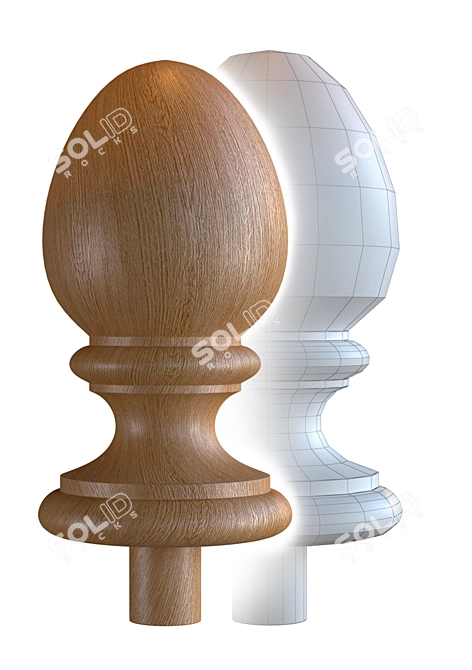 Elegant Carved Pommel 3D Model 3D model image 1