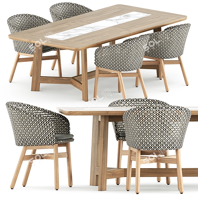 Modern Outdoor Seating Set 3D model image 1