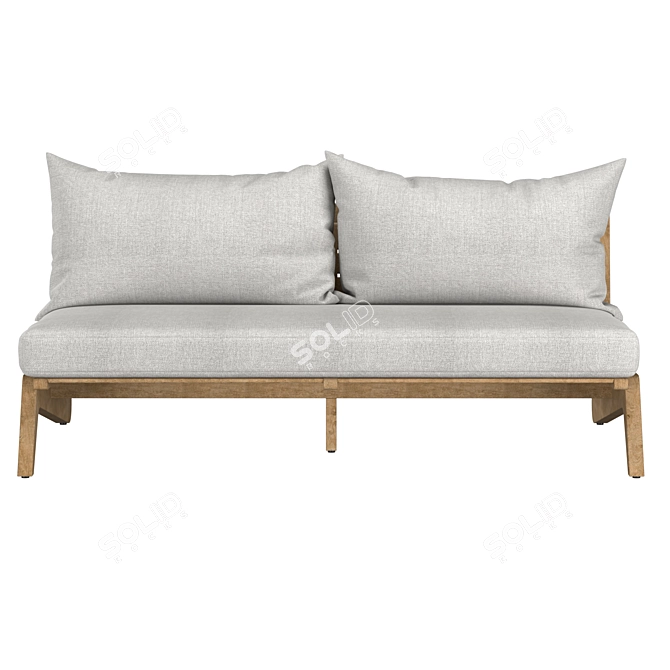 Modern Wooden Two-Seater Sofa 3D model image 2