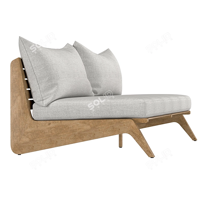 Modern Wooden Two-Seater Sofa 3D model image 3