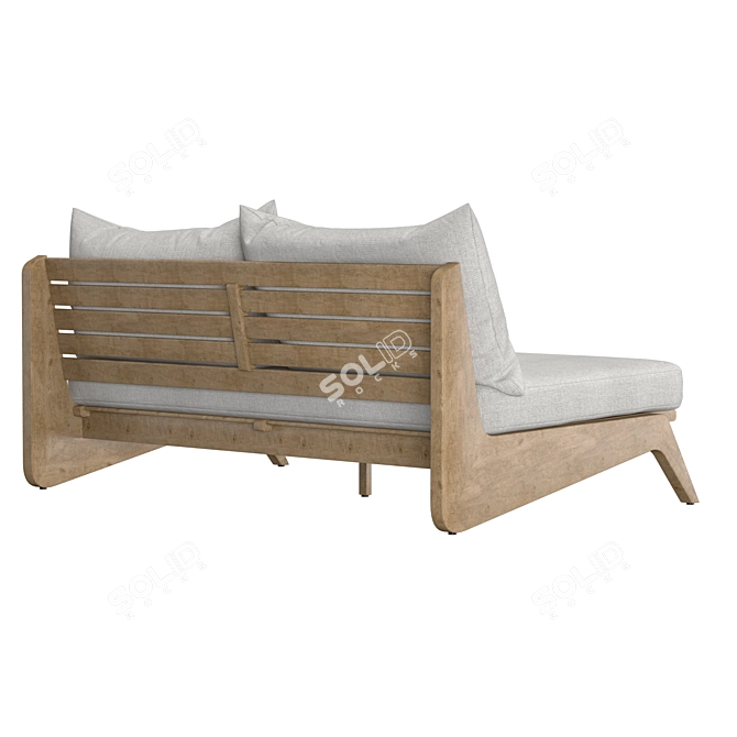 Modern Wooden Two-Seater Sofa 3D model image 4