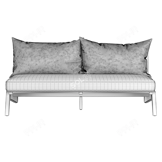 Modern Wooden Two-Seater Sofa 3D model image 5