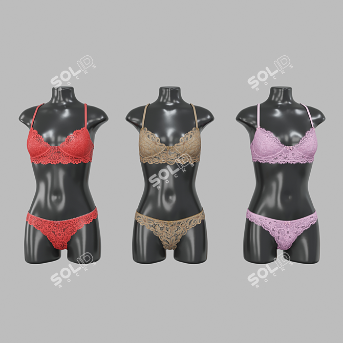 Lingerie Mannequin Set - Trio 3D model image 2