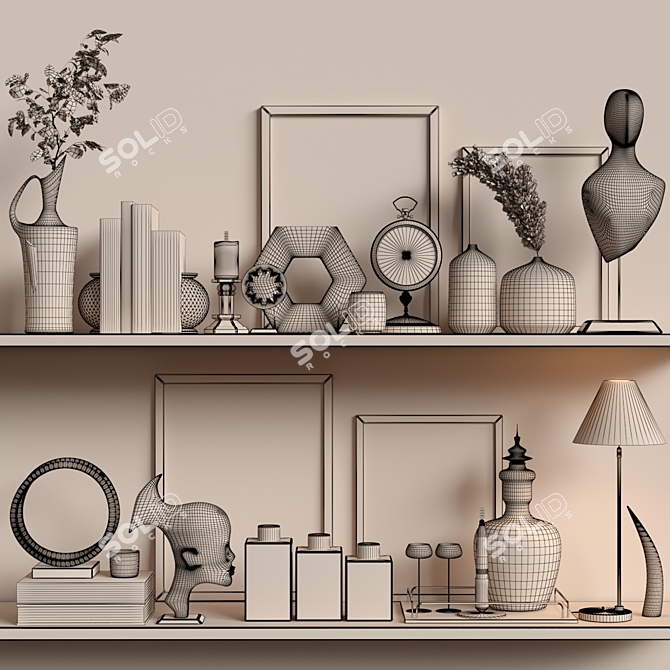 Vintage Decor Set 2015 3D model image 7