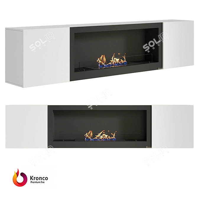 Modern Bio-Fireplace TV Stand 3D model image 1