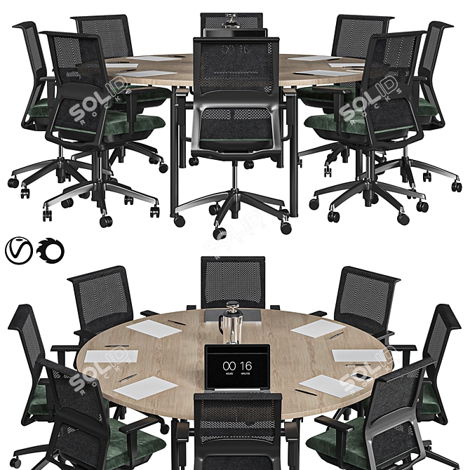  Modern Oval Conference Table 3D model image 1