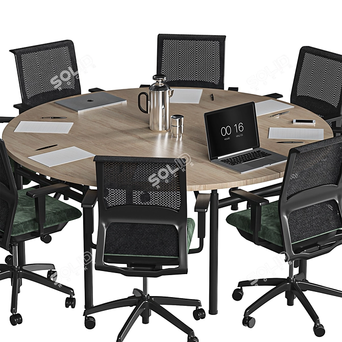  Modern Oval Conference Table 3D model image 2