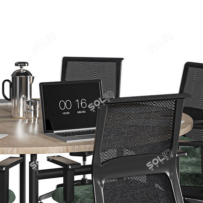  Modern Oval Conference Table 3D model image 3