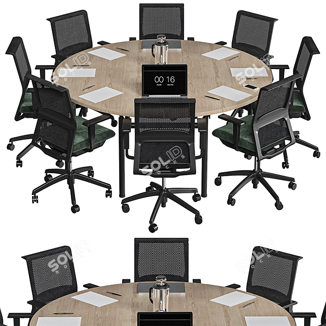  Modern Oval Conference Table 3D model image 4