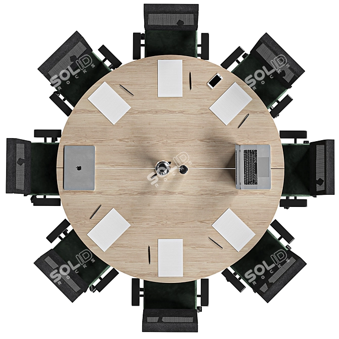  Modern Oval Conference Table 3D model image 6