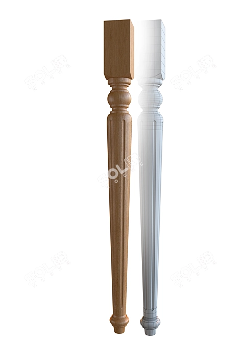 Elegant Carved Furniture Leg 3D model image 1