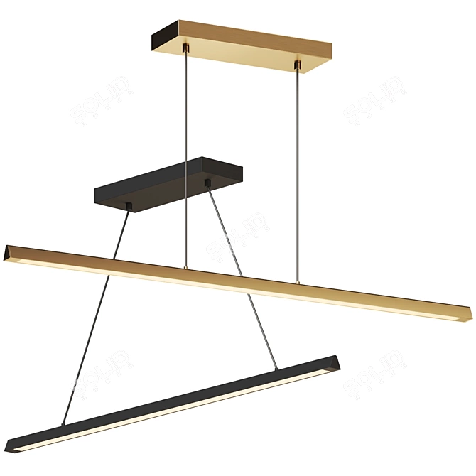 Elegant Linear LED Suspension Light 3D model image 1