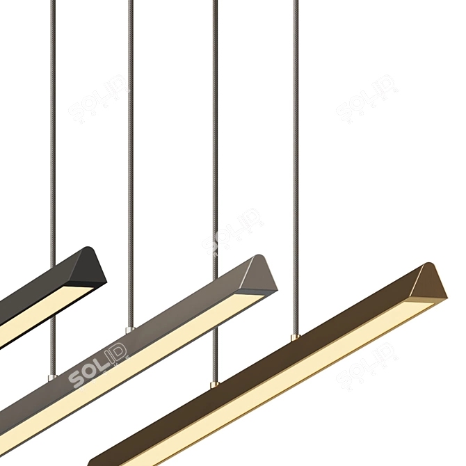 Elegant Linear LED Suspension Light 3D model image 2