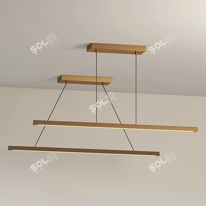 Elegant Linear LED Suspension Light 3D model image 3