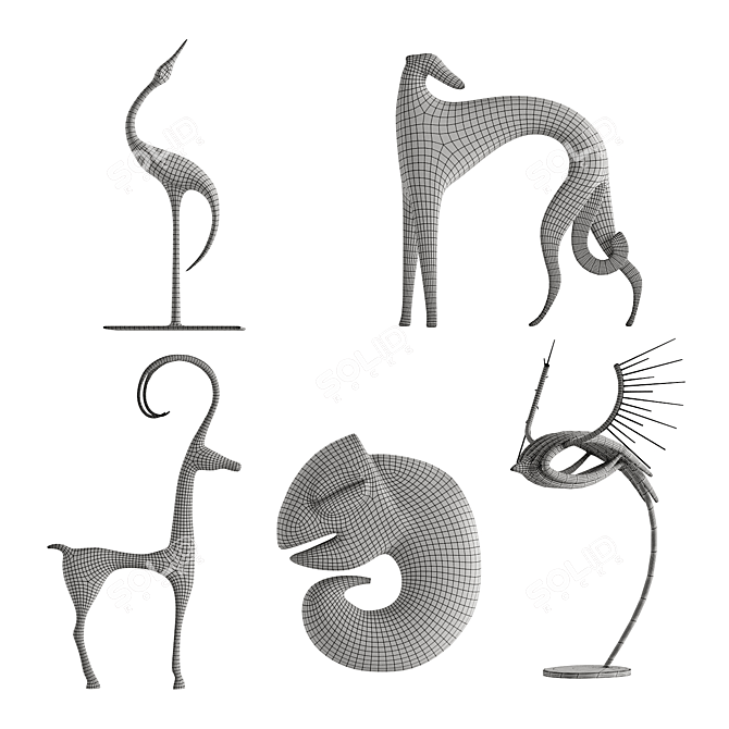 Abstract Animal Sculpture Collection 3D model image 3