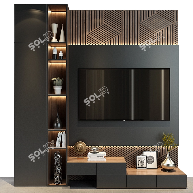 Contemporary TV Wall Decor Module 3D model image 1