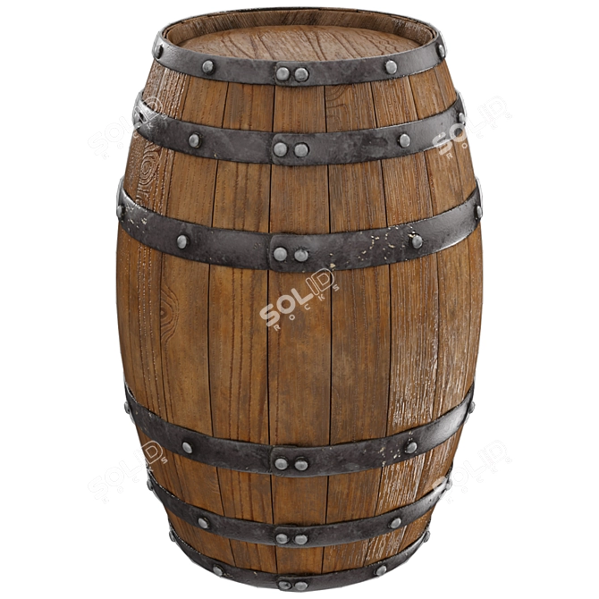 Rustic Wood Barrel Display Stand 3D model image 1