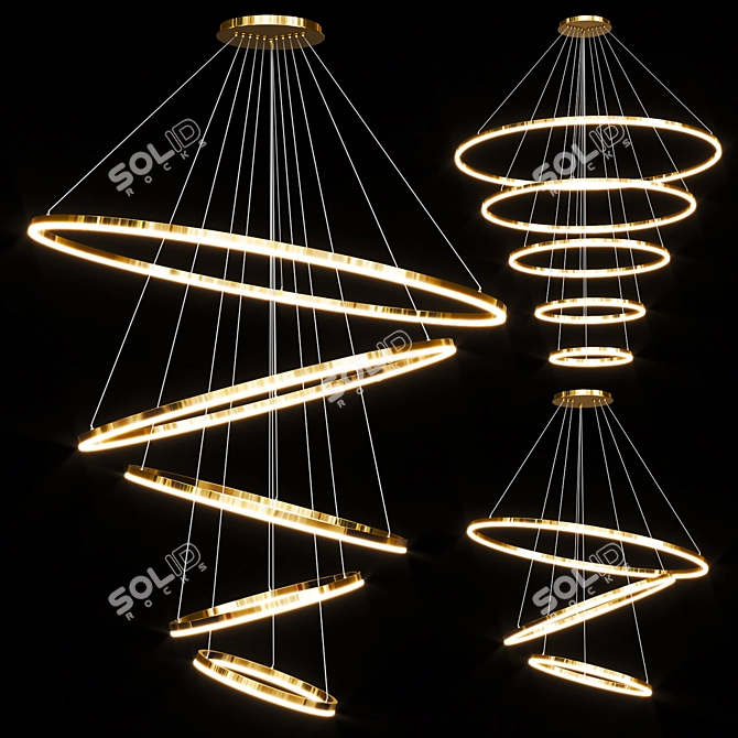  Nordic Glass Metal Pendant Chandelier 3D model image 1