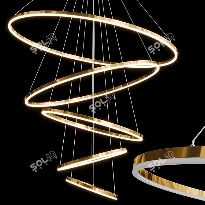  Nordic Glass Metal Pendant Chandelier 3D model image 2