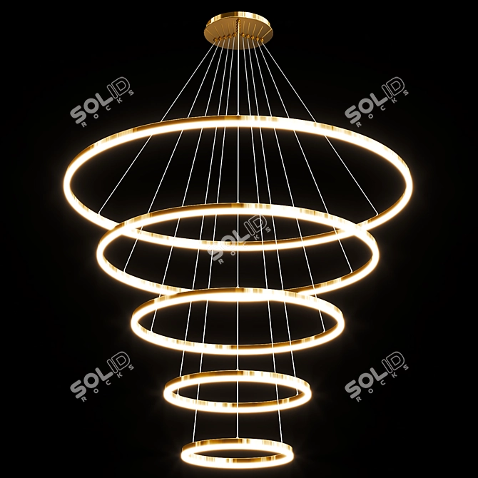  Nordic Glass Metal Pendant Chandelier 3D model image 4