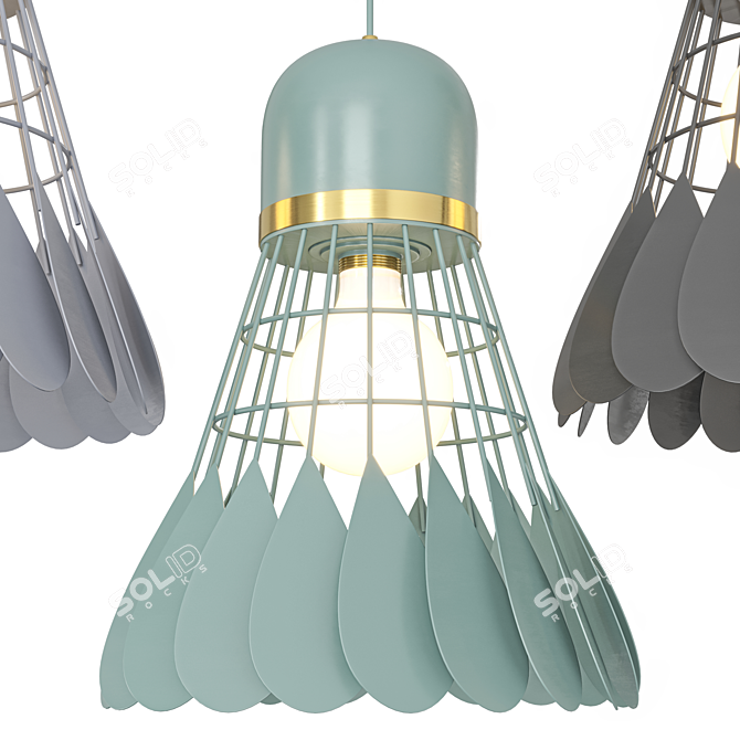 Sleek Nordic Art Deco Pendant 3D model image 5