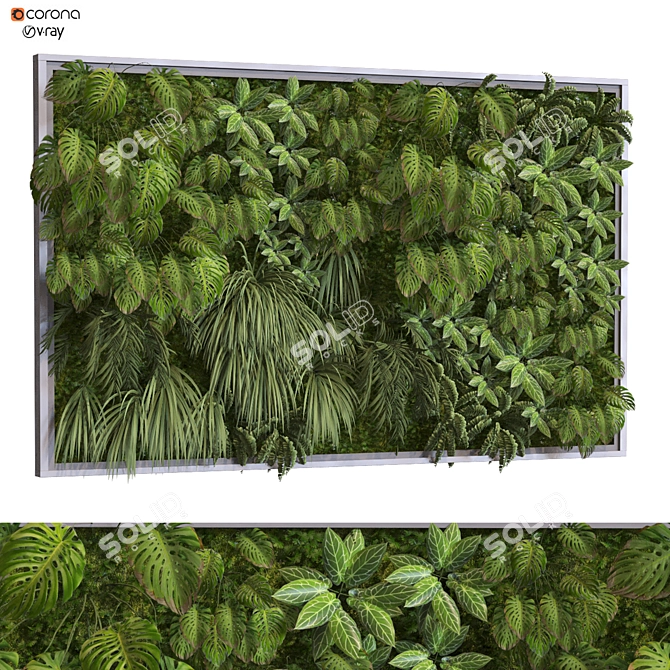 Modern Vertical Green Wall Decor 3D model image 1