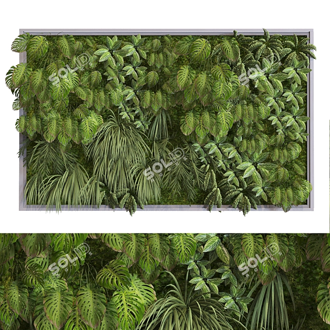 Modern Vertical Green Wall Decor 3D model image 2