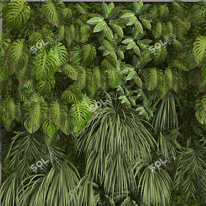 Modern Vertical Green Wall Decor 3D model image 3